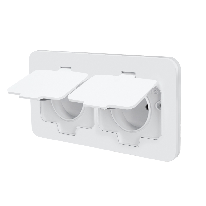 Brilagi - Venkovní vestavná podlahová dvojzásuvka IP55 bílá obdélníkový