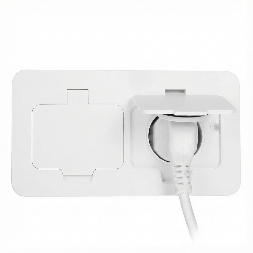 Brilagi - Venkovní vestavná podlahová dvojzásuvka IP55 bílá obdélníkový