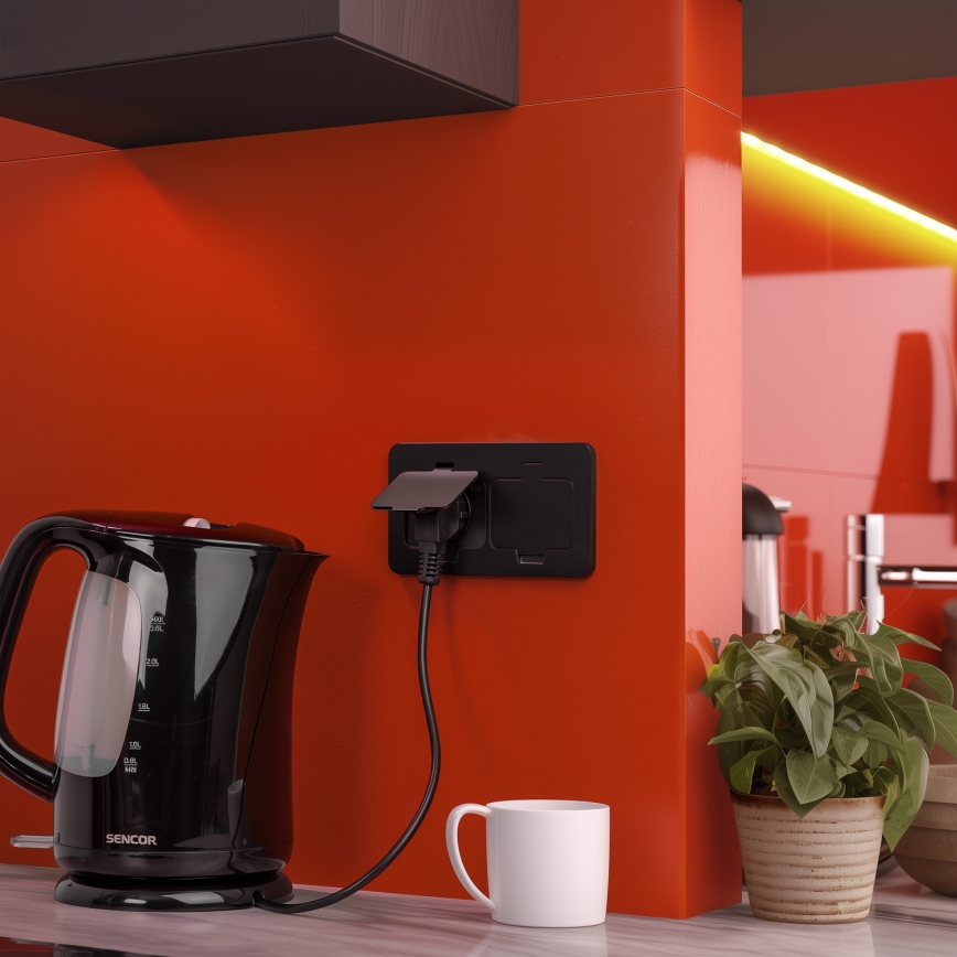 Brilagi - Venkovní vestavná podlahová dvojzásuvka IP55 černá obdélníkový