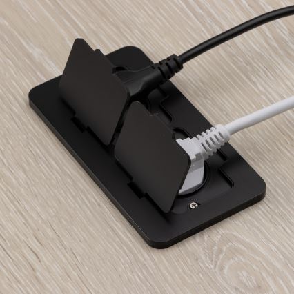 Brilagi - Venkovní vestavná podlahová dvojzásuvka IP55 černá obdélníkový