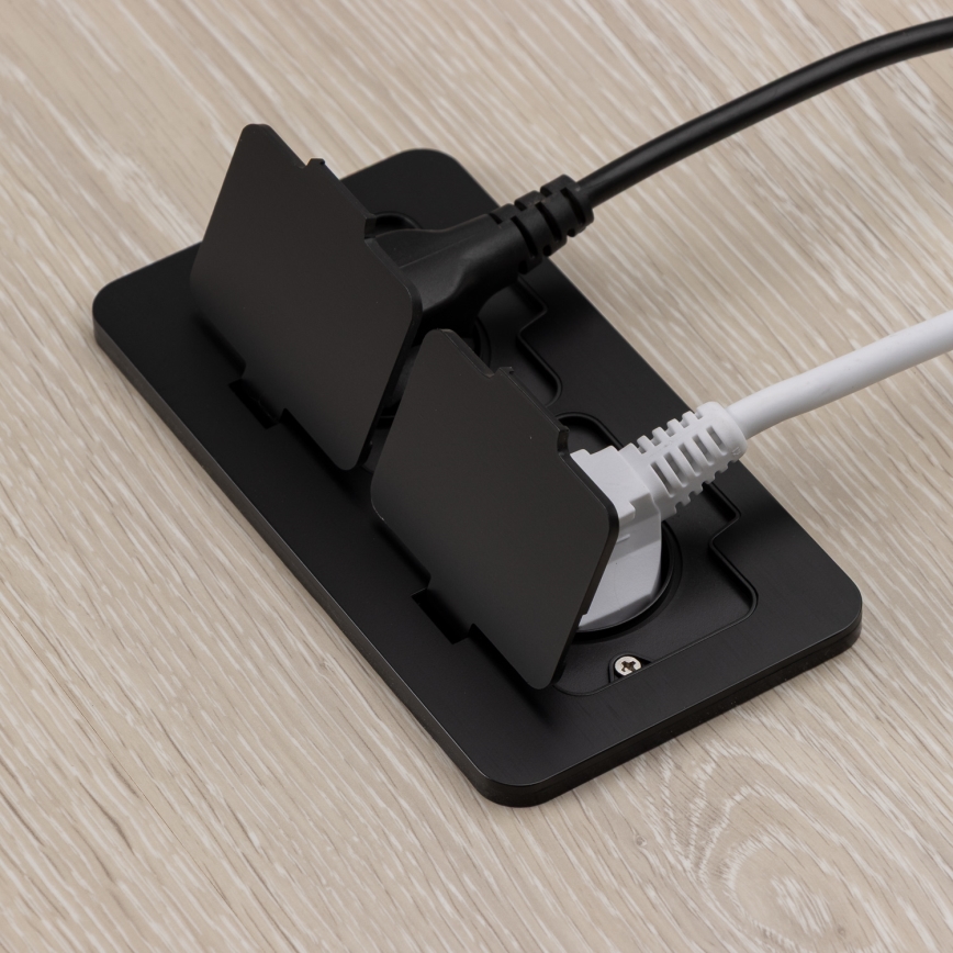 Brilagi - Venkovní vestavná podlahová dvojzásuvka IP55 černá obdélníkový