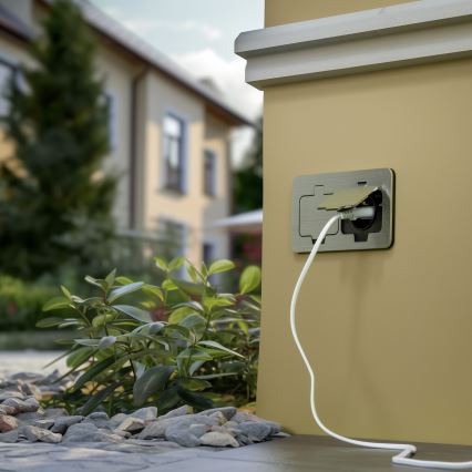 Brilagi - Venkovní vestavná podlahová dvojzásuvka IP55 matný chrom obdélníkový