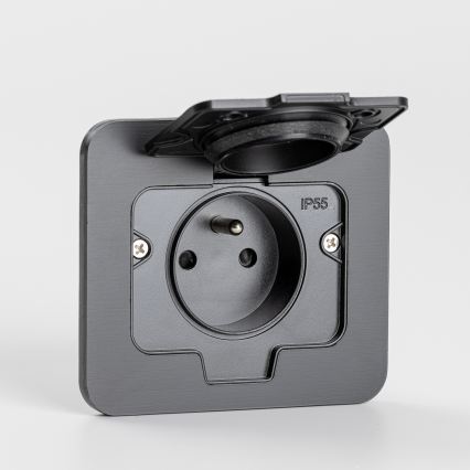 Brilagi - Venkovní vestavná podlahová zásuvka IP55 černá obdélníkový