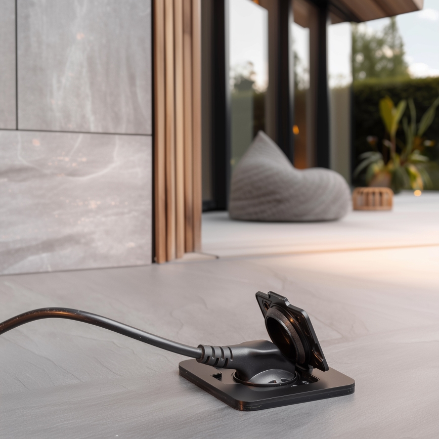 Brilagi - Venkovní vestavná podlahová zásuvka IP55 černá obdélníkový