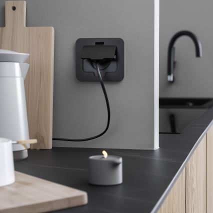 Brilagi - Venkovní vestavná podlahová zásuvka IP55 černá obdélníkový