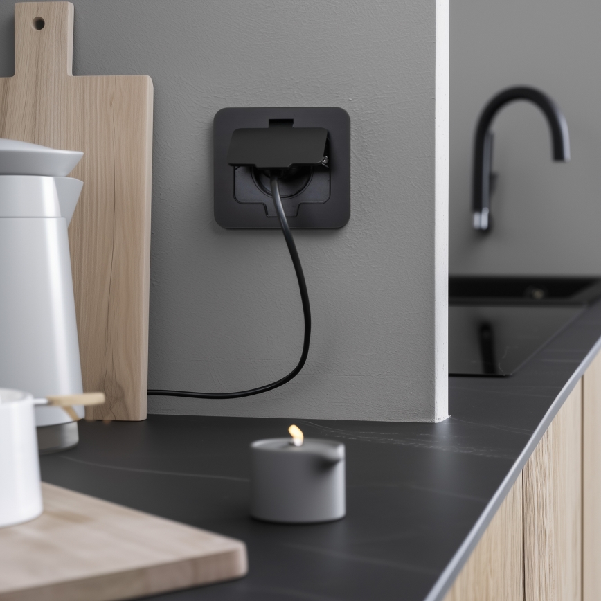 Brilagi - Venkovní vestavná podlahová zásuvka IP55 černá obdélníkový