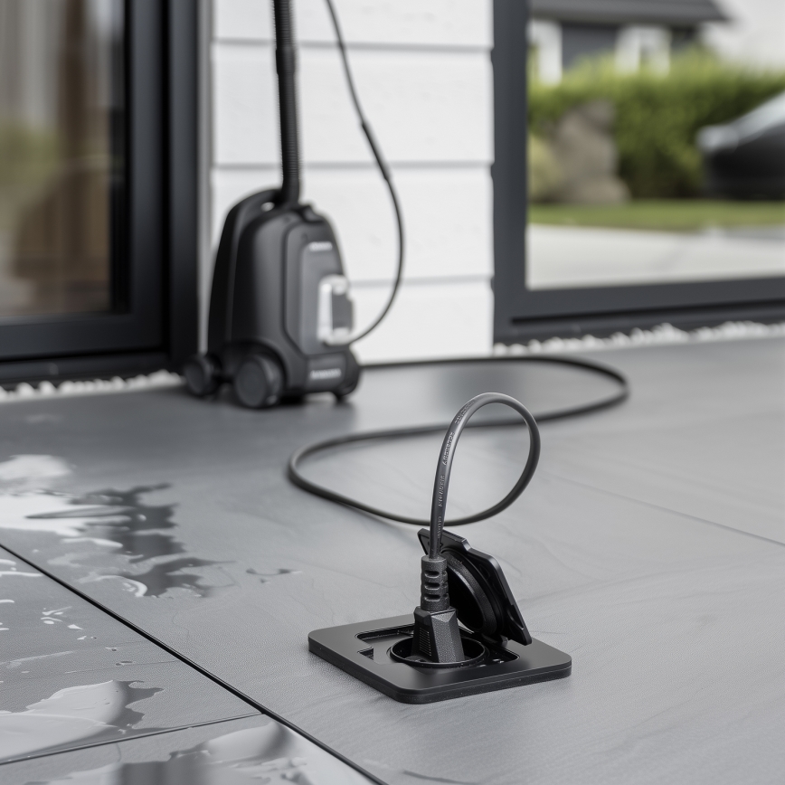 Brilagi - Venkovní vestavná podlahová zásuvka IP55 černá obdélníkový