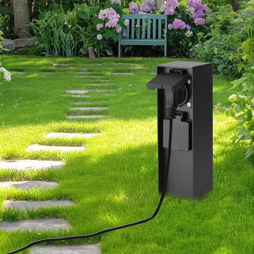 Brilagi - Venkovní zásuvkový sloupek PILLAR 2Z SCHUKO 230V IP44 černá