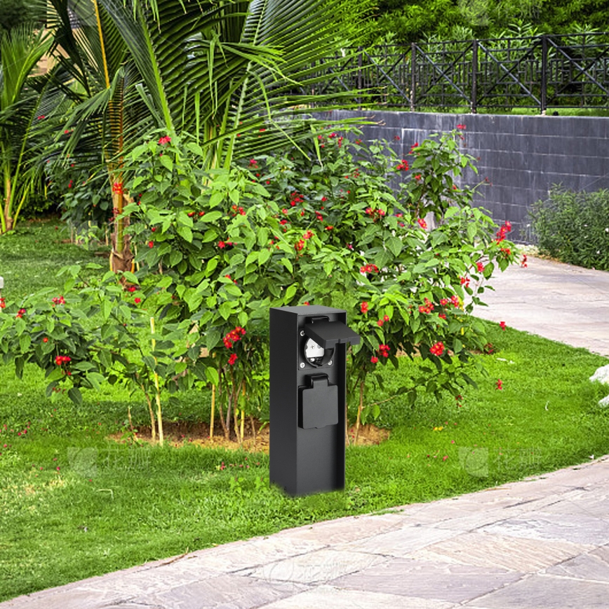 Brilagi - Venkovní zásuvkový sloupek PILLAR 2Z SCHUKO 230V IP44 černá