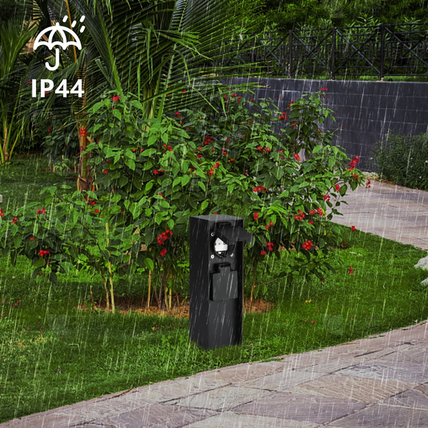 Brilagi - Venkovní zásuvkový sloupek PILLAR 2Z SCHUKO 230V IP44 černá