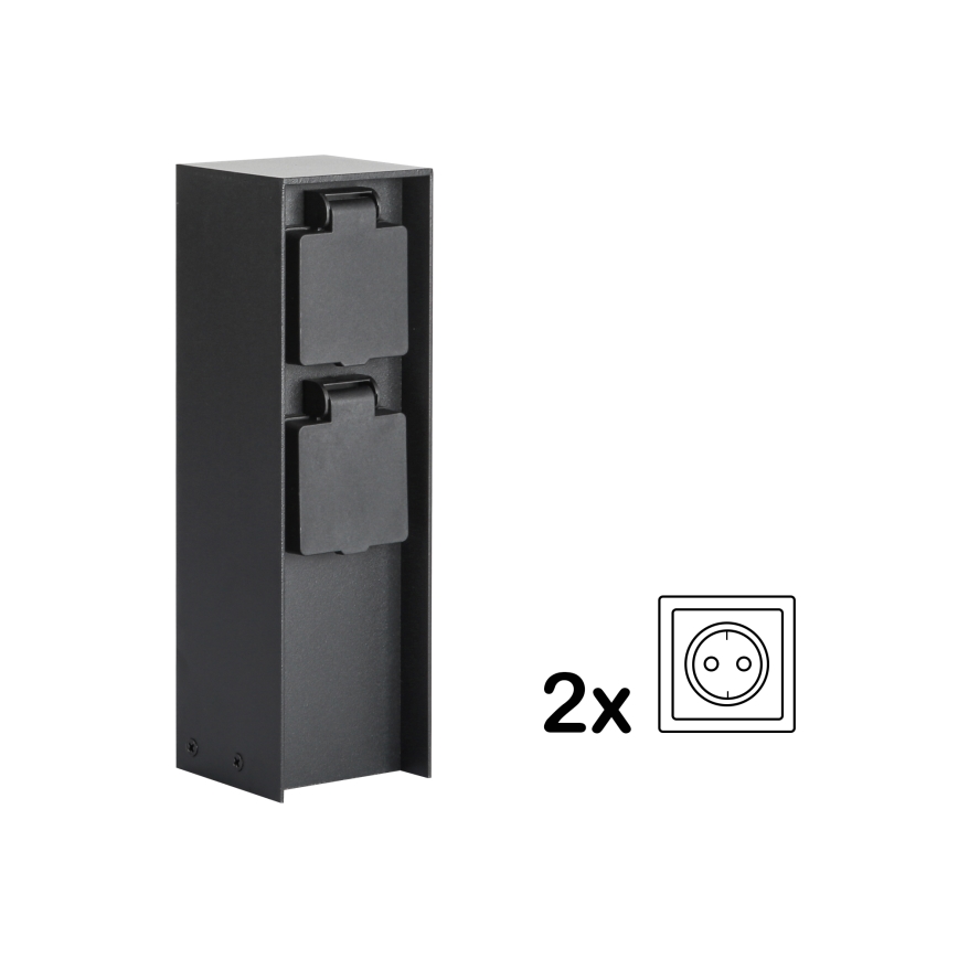 Brilagi - Venkovní zásuvkový sloupek PILLAR 2Z SCHUKO 230V IP44 černá