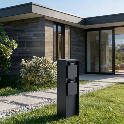 BRILAGI - Venkovní zásuvkový sloupek PILLAR 2Z SCHUKO 230V IP44 černá
