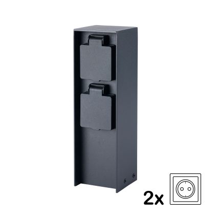 BRILAGI - Venkovní zásuvkový sloupek PILLAR 2Z SCHUKO 230V IP44 černá