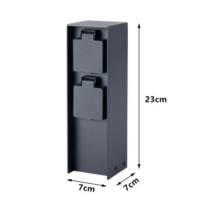 BRILAGI - Venkovní zásuvkový sloupek PILLAR 2Z SCHUKO 230V IP44 černá