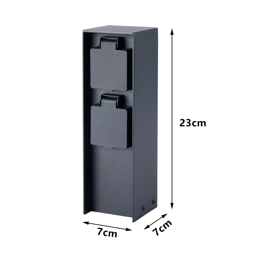 BRILAGI - Venkovní zásuvkový sloupek PILLAR 2Z SCHUKO 230V IP44 černá