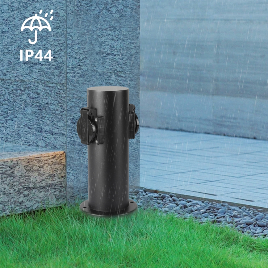 Brilagi - Venkovní zásuvkový sloupek PILLAR 2Z SCHUKO 230V IP44 černá