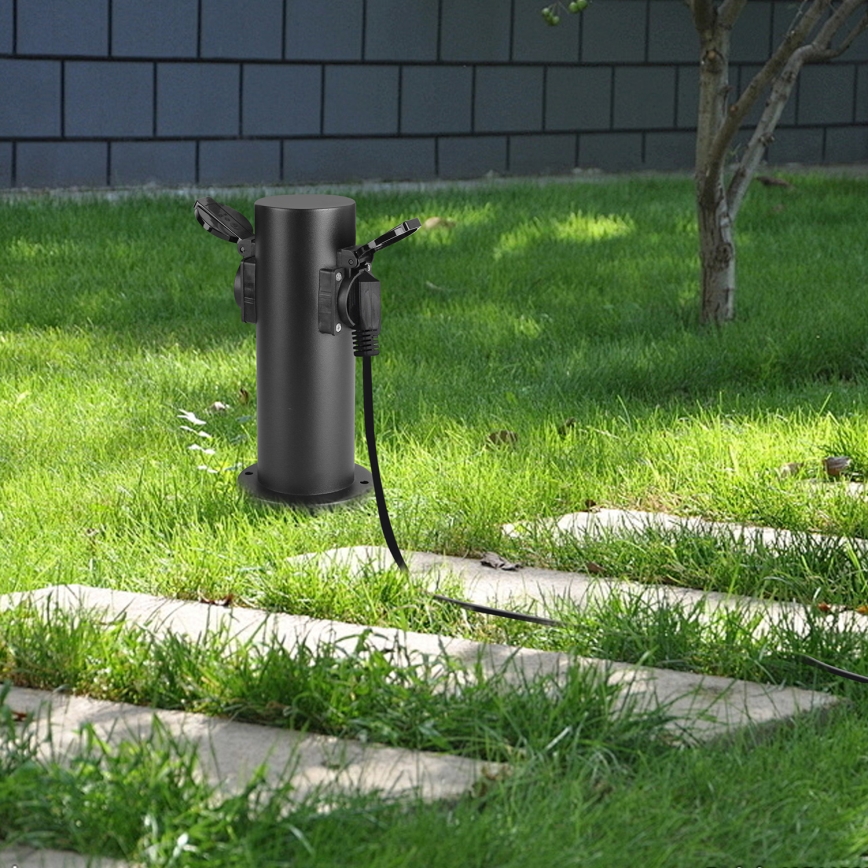 Brilagi - Venkovní zásuvkový sloupek PILLAR 2Z SCHUKO 230V IP44 černá