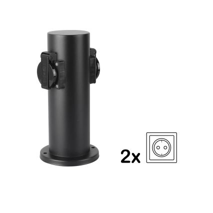 Brilagi - Venkovní zásuvkový sloupek PILLAR 2Z SCHUKO 230V IP44 černá