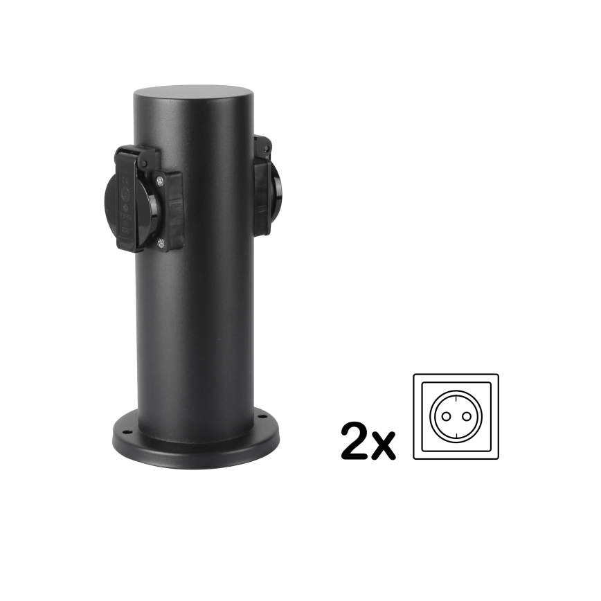 Brilagi - Venkovní zásuvkový sloupek PILLAR 2Z SCHUKO 230V IP44 černá