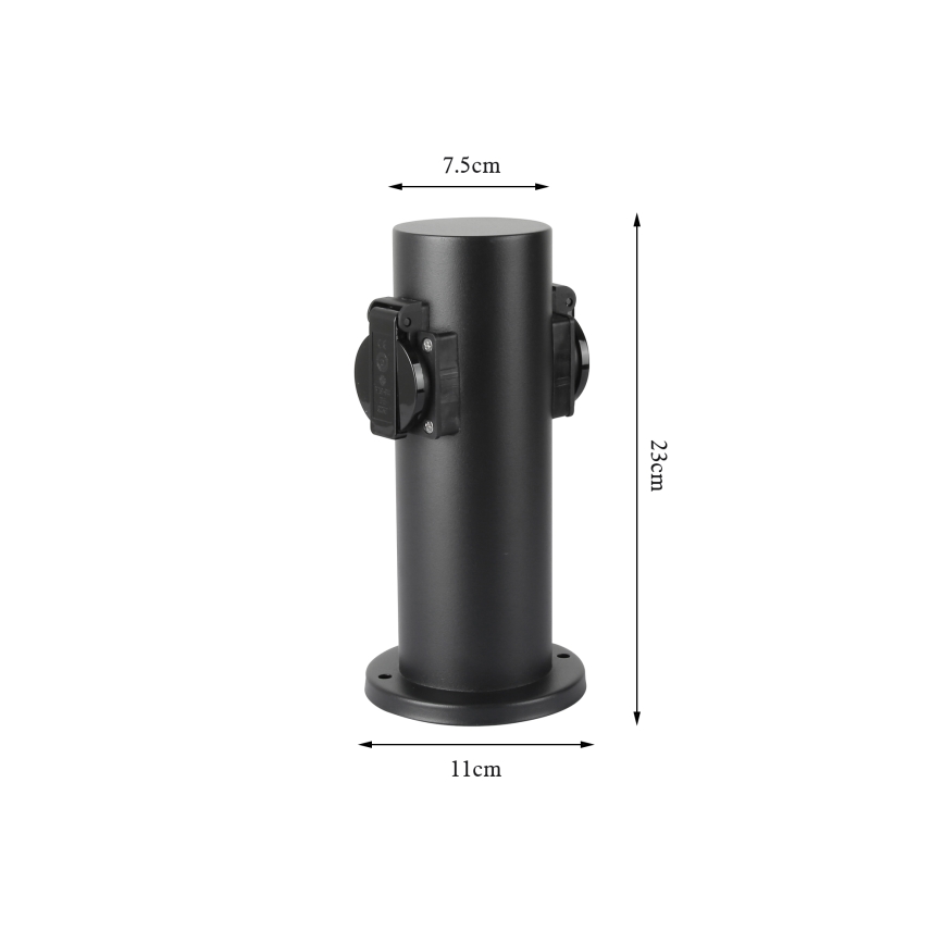 Brilagi - Venkovní zásuvkový sloupek PILLAR 2Z SCHUKO 230V IP44 černá
