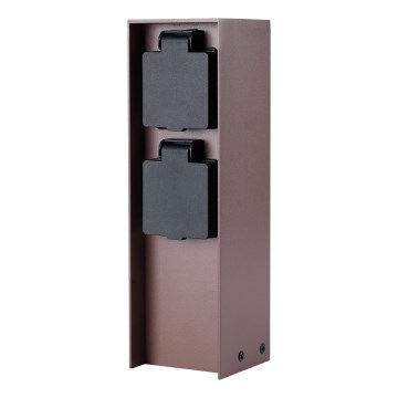Brilagi - Venkovní zásuvkový sloupek PILLAR 2Z SCHUKO 230V IP44 hnědá