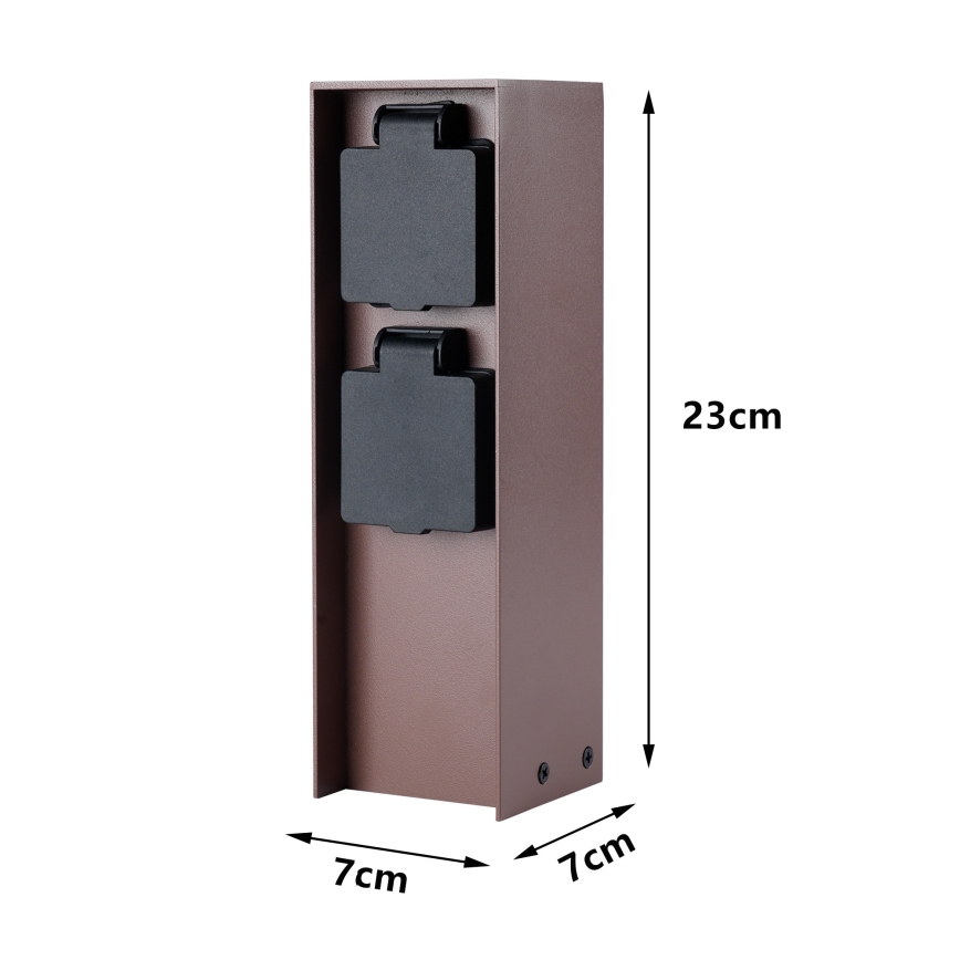 Brilagi - Venkovní zásuvkový sloupek PILLAR 2Z SCHUKO 230V IP44 hnědá