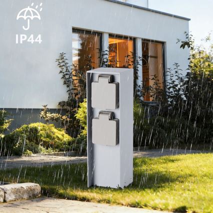 Brilagi - Venkovní zásuvkový sloupek PILLAR 2Z SCHUKO 230V IP44 stříbrná