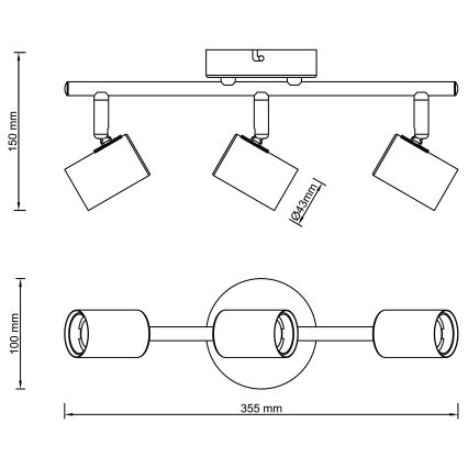 Brilliant - Bodové svítidlo KERRY 3xE27/40W/230V černá/mosaz