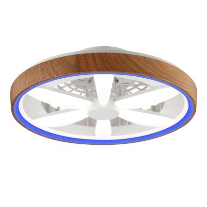 Brilliant - LED RGBW Stmívatelný stropní ventilátor GAIANO LED/24W/230V 2700-6500K pr. 48 cm hnědá + dálkové ovládání