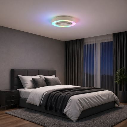 Brilliant - LED RGBW Stmívatelné stropní svítidlo s ventilátorem CATANIA LED/37W/230V 2700-6500K pr. 48,6 cm béžová + dálkové ovládání