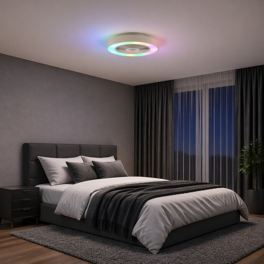 Brilliant - LED RGBW Stmívatelné stropní svítidlo s ventilátorem CATANIA LED/37W/230V 2700-6500K pr. 48,6 cm béžová + dálkové ovládání