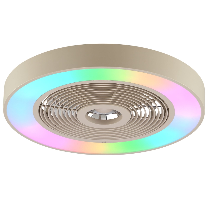 Brilliant - LED RGBW Stmívatelné stropní svítidlo s ventilátorem CATANIA LED/37W/230V 2700-6500K pr. 48,6 cm béžová + dálkové ovládání