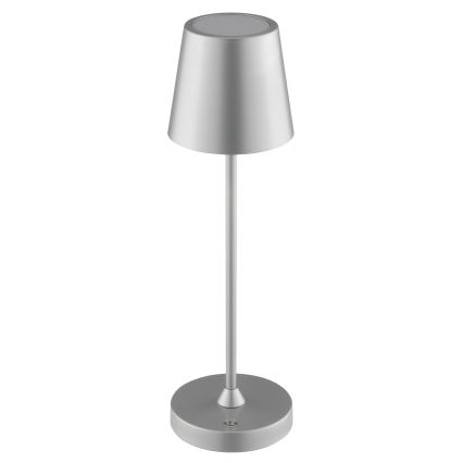 Brilliant - LED Stmívatelná nabíjecí dotyková venkovní stolní lampa ELORA LED/2,5W/5V 2700K 2600 mAh IP44 stříbrná