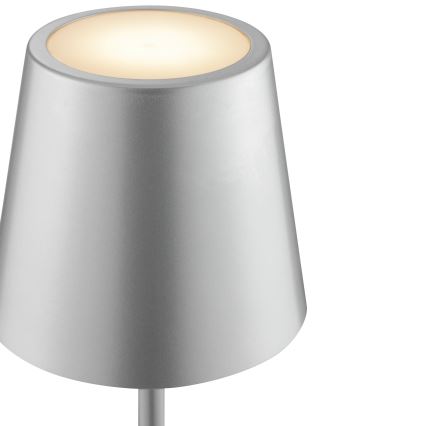 Brilliant - LED Stmívatelná nabíjecí dotyková venkovní stolní lampa ELORA LED/2,5W/5V 2700K 2600 mAh IP44 stříbrná
