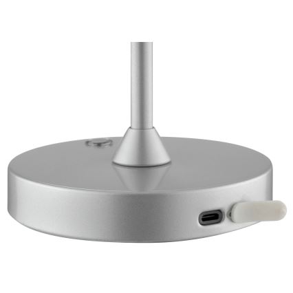 Brilliant - LED Stmívatelná nabíjecí dotyková venkovní stolní lampa ELORA LED/2,5W/5V 2700K 2600 mAh IP44 stříbrná