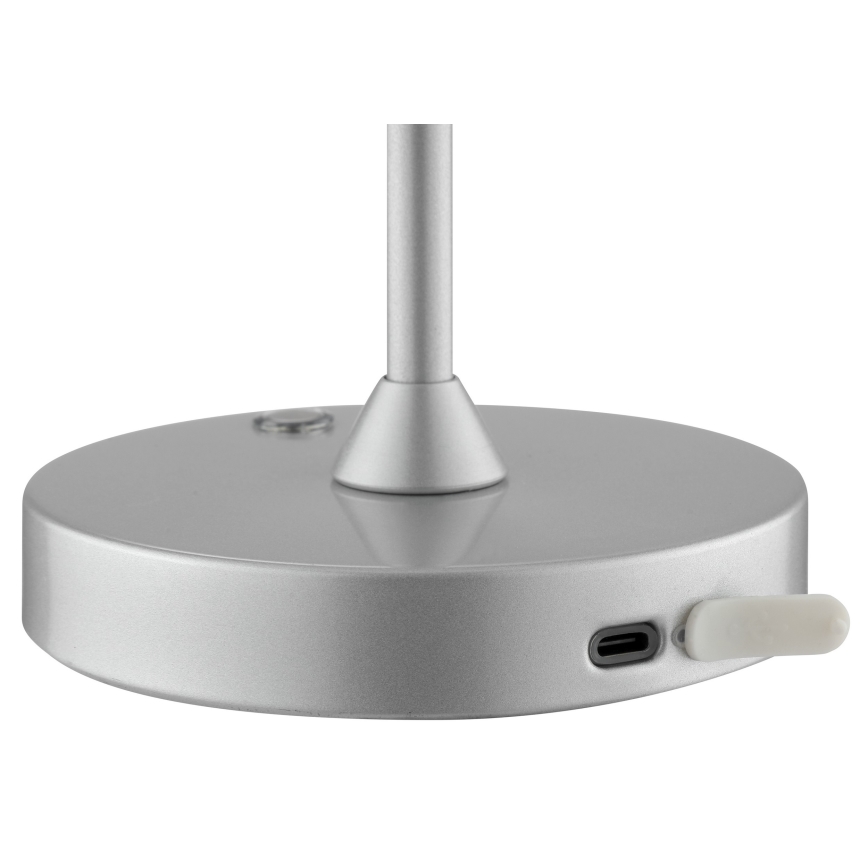 Brilliant - LED Stmívatelná nabíjecí dotyková venkovní stolní lampa ELORA LED/2,5W/5V 2700K 2600 mAh IP44 stříbrná
