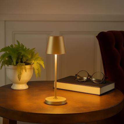 Brilliant - LED Stmívatelná nabíjecí dotyková venkovní stolní lampa ELORA LED/2,5W/5V 2700K 2600 mAh IP44 zlatá