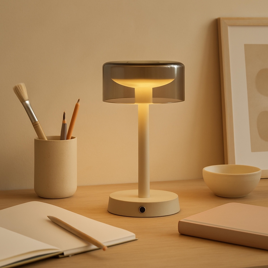 Brilliant - LED Stmívatelná nabíjecí dotyková venkovní stolní lampa RAZOR LED/2,5W/5V 2700K 2600 mAh IP44 šedá