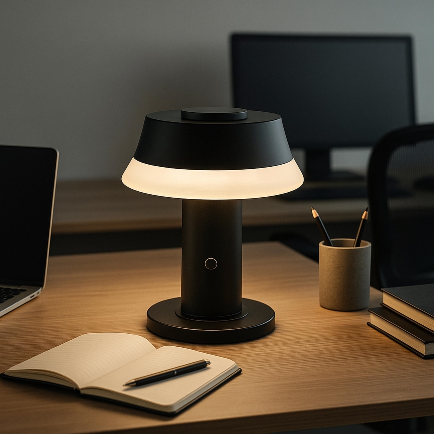 Brilliant - LED Stmívatelná nabíjecí dotyková stolní lampa KINICH LED/2,5W/5V 2700K 2600 mAh černá