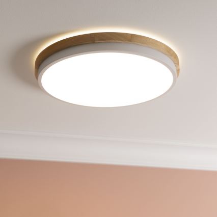 Brilliant - LED Stmívatelné stropní svítidlo BAARLO LED/24W/230V pr. 35 cm bílá/gumovník - FSC certifikováno