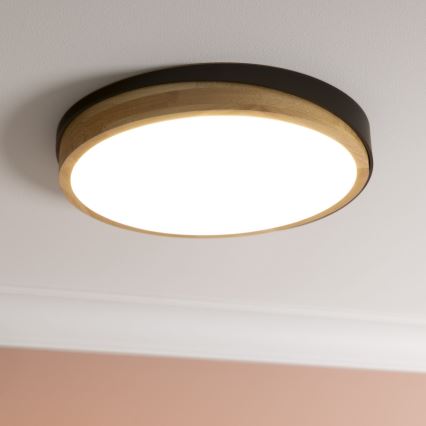 Brilliant - LED Stmívatelné stropní svítidlo BAARLO LED/24W/230V pr. 35 cm černá/gumovník - FSC certifikováno