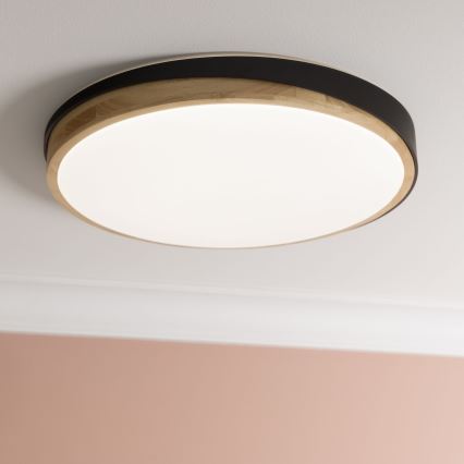 Brilliant - LED Stmívatelné stropní svítidlo BAARLO LED/36W/230V 3000-6500K pr. 50 cm černá/gumovník + dálkové ovládání - FSC certifikováno