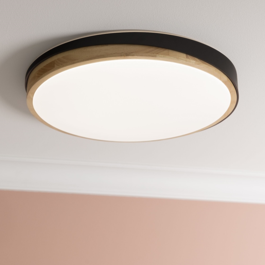 Brilliant - LED Stmívatelné stropní svítidlo BAARLO LED/36W/230V 3000-6500K pr. 50 cm černá/gumovník + dálkové ovládání - FSC certifikováno