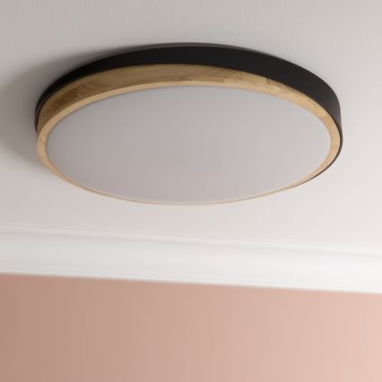 Brilliant - LED Stmívatelné stropní svítidlo BAARLO LED/36W/230V 3000-6500K pr. 50 cm černá/gumovník + dálkové ovládání - FSC certifikováno