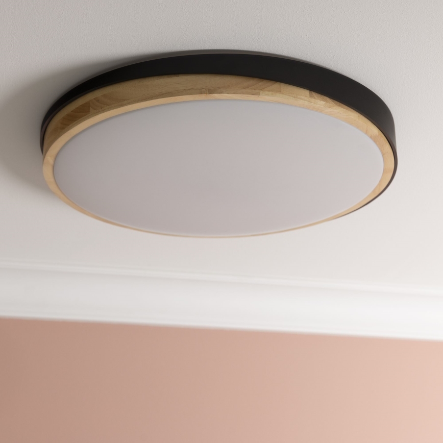 Brilliant - LED Stmívatelné stropní svítidlo BAARLO LED/36W/230V 3000-6500K pr. 50 cm černá/gumovník + dálkové ovládání - FSC certifikováno