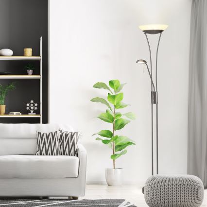 Brilliant - LED Stmívatelná stojací lampa FINN 2xLED/13W/230V matný chrom