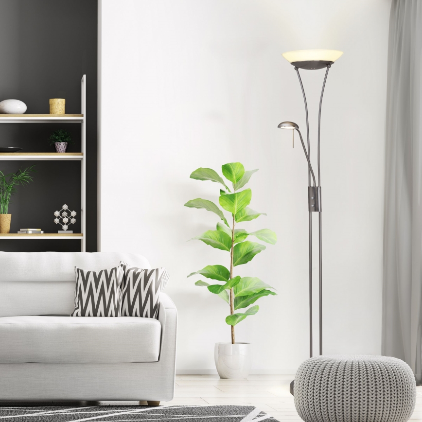 Brilliant - LED Stmívatelná stojací lampa FINN 2xLED/13W/230V matný chrom