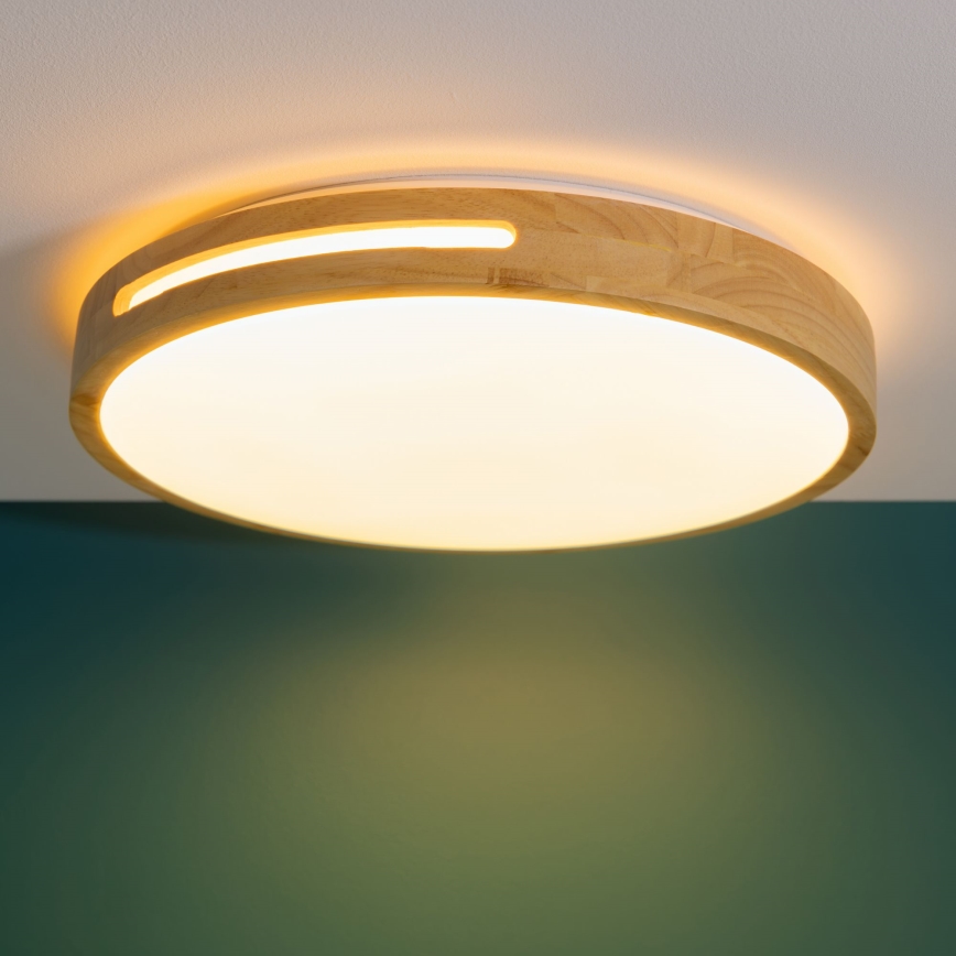 Brilliant - LED Stmívatelné stropní svítidlo WOODBURY LED/24W/230V pr. 39 cm gumovník - FSC certifikováno