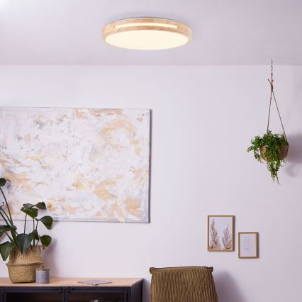 Brilliant - LED Stmívatelné stropní svítidlo WOODBURY LED/24W/230V pr. 39 cm gumovník - FSC certifikováno