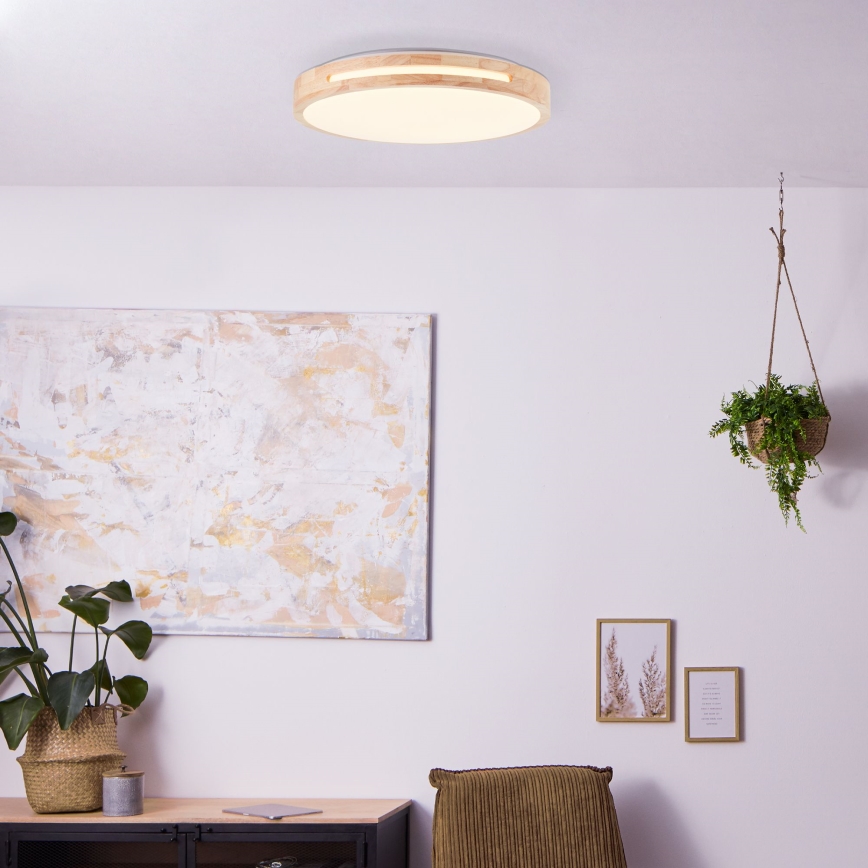 Brilliant - LED Stmívatelné stropní svítidlo WOODBURY LED/24W/230V pr. 39 cm gumovník - FSC certifikováno